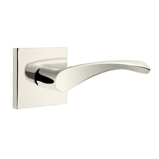 Emtek Double Dummy Triton Door Right Handed Lever With Square Rose in Polished Nickel
