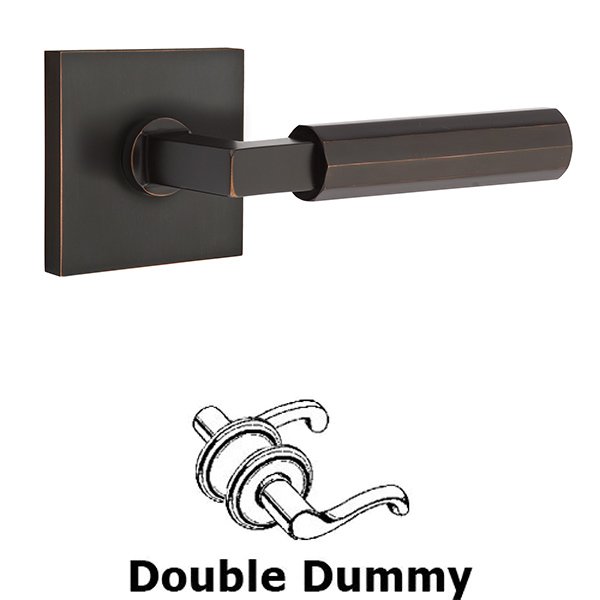Emtek Double Dummy Faceted Lever with L-Square Stem and Square Rose in Oil Rubbed Bronze