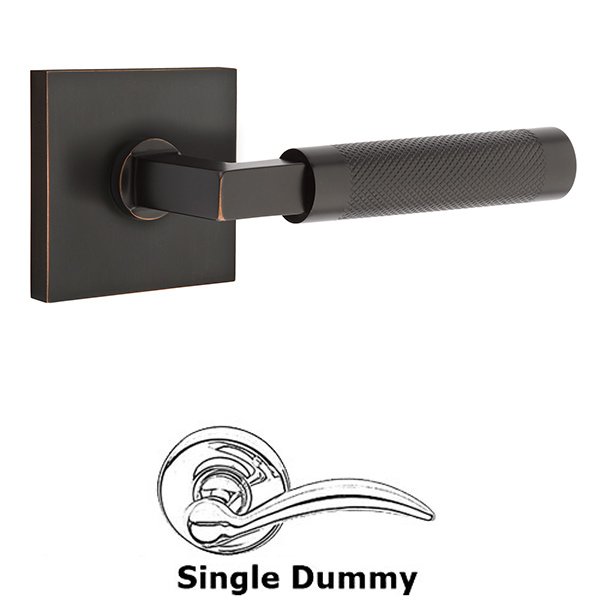 Emtek Single Dummy Knurled Lever with L-Square Stem and Square Rose in Oil Rubbed Bronze