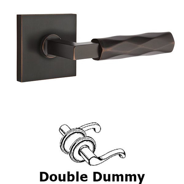 Emtek Double Dummy Tribeca Lever with L-Square Stem and Square Rose in Oil Rubbed Bronze