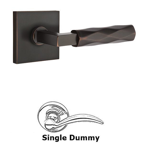 Emtek Single Dummy Tribeca Lever with L-Square Stem and Square Rose in Oil Rubbed Bronze