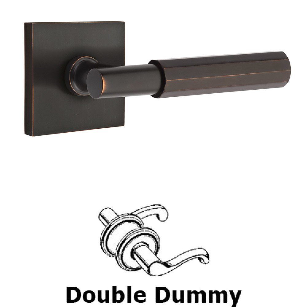 Emtek Double Dummy Faceted Lever with T-Bar Stem and Square Rose in Oil Rubbed Bronze