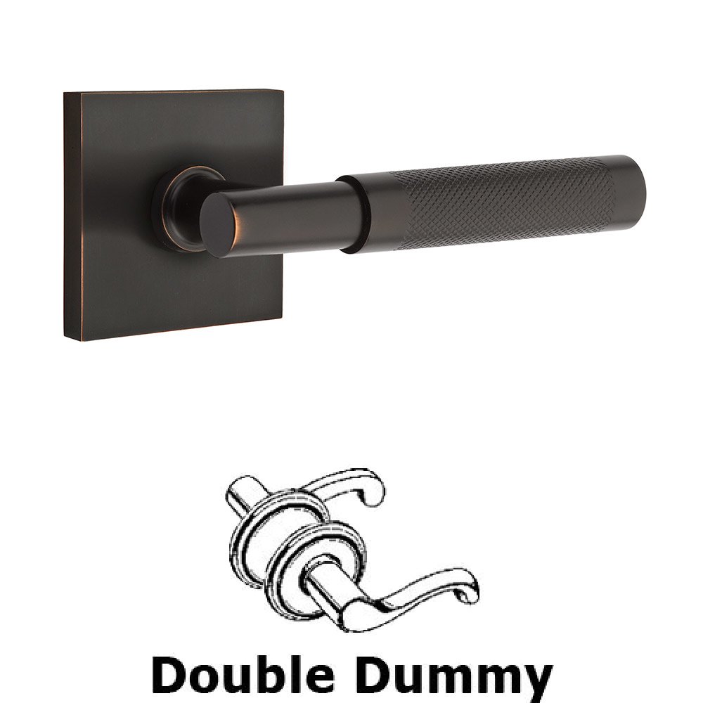 Emtek Double Dummy Knurled Lever with T-Bar Stem and Square Rose in Oil Rubbed Bronze