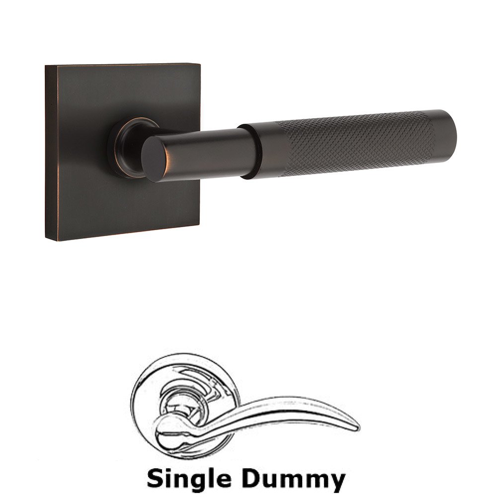 Emtek Single Dummy Knurled Lever with T-Bar Stem and Square Rose in Oil Rubbed Bronze