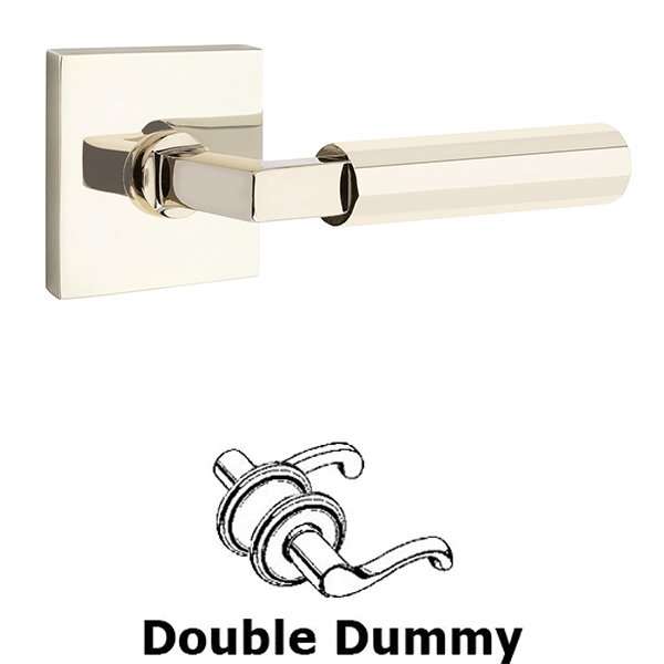 Emtek Double Dummy Faceted Lever with L-Square Stem and Square Rose in Polished Nickel