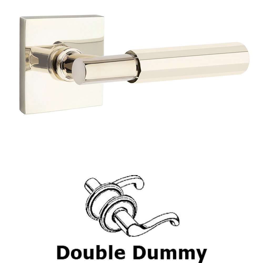 Emtek Double Dummy Faceted Lever with T-Bar Stem and Square Rose in Polished Nickel