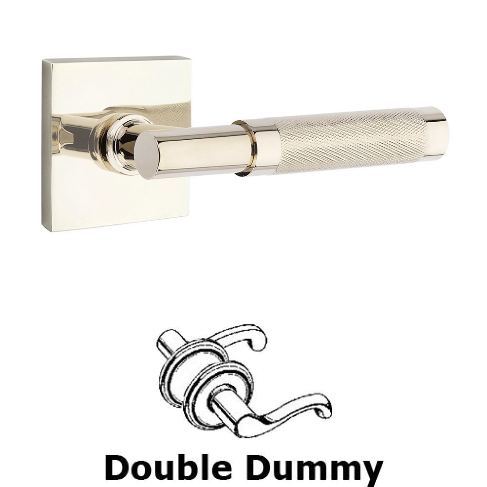 Emtek Double Dummy Knurled Lever with T-Bar Stem and Square Rose in Polished Nickel