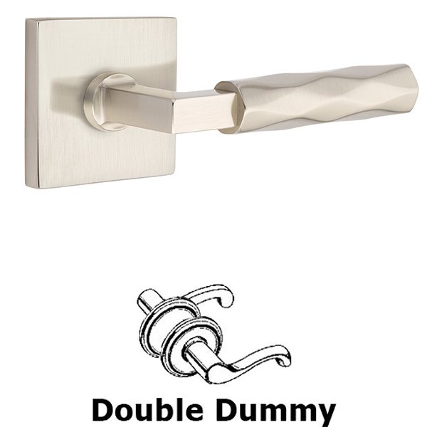 Emtek Double Dummy Tribeca Lever with L-Square Stem and Square Rose in Satin Nickel