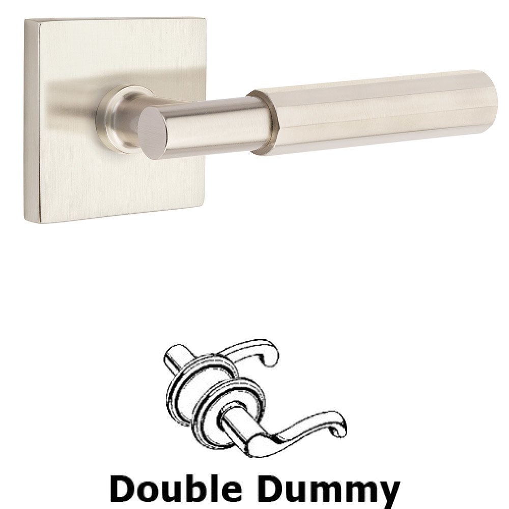 Emtek Double Dummy Faceted Lever with T-Bar Stem and Square Rose in Satin Nickel