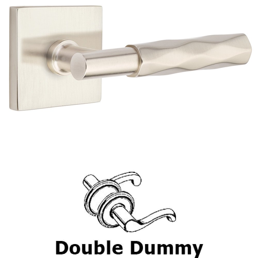 Emtek Double Dummy Tribeca Lever with T-Bar Stem and Square Rose in Satin Nickel