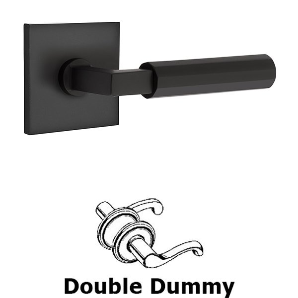 Emtek Double Dummy Faceted Lever with L-Square Stem and Square Rose in Flat Black