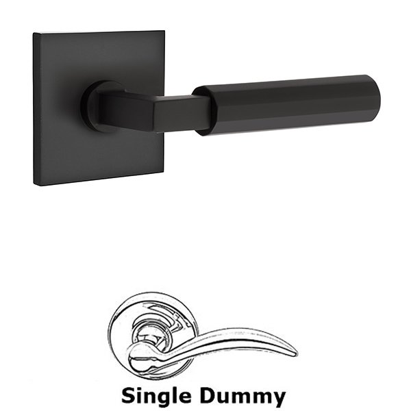 Emtek Single Dummy  Faceted Lever with L-Square Stem and Square Rose in Flat Black