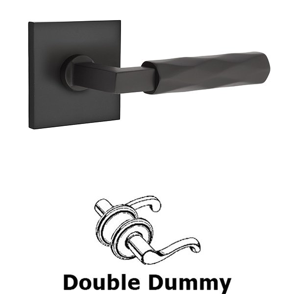 Emtek Double Dummy Tribeca Lever with L-Square Stem and Square Rose in Flat Black