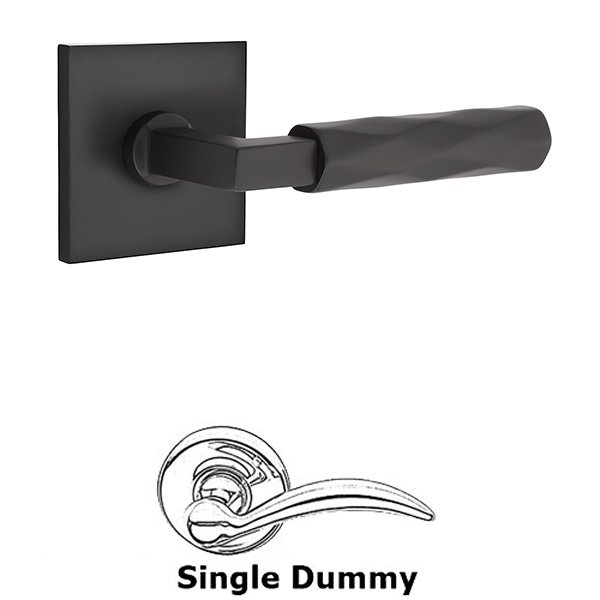 Emtek Single Dummy Tribeca Lever with L-Square Stem and Square Rose in Flat Black