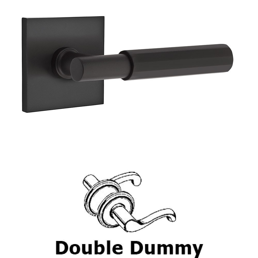 Emtek Double Dummy Faceted Lever with T-Bar Stem and Square Rose in Flat Black