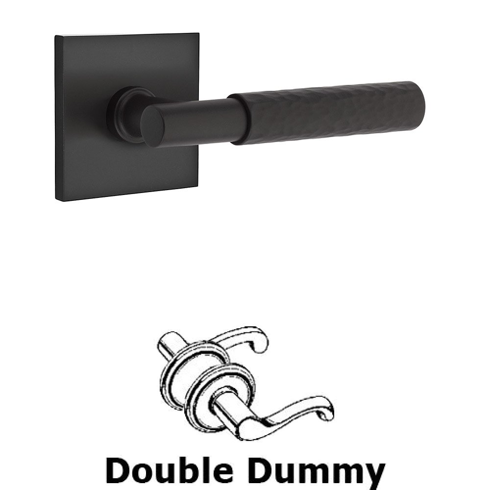 Emtek Double Dummy Hammered Lever with T-Bar Stem and Square Rose in Flat Black
