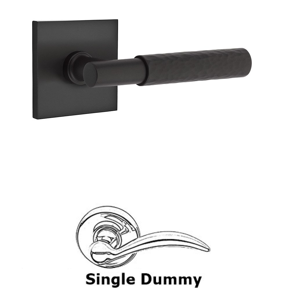 Emtek Single Dummy Hammered Lever with T-Bar Stem and Square Rose in Flat Black