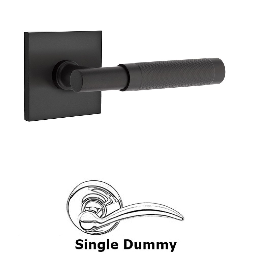 Emtek Single Dummy Knurled Lever with T-Bar Stem and Square Rose in Flat Black
