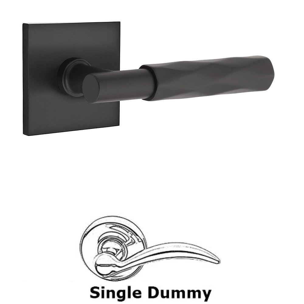 Emtek Single Dummy Tribeca Lever with T-Bar Stem and Square Rose in Flat Black