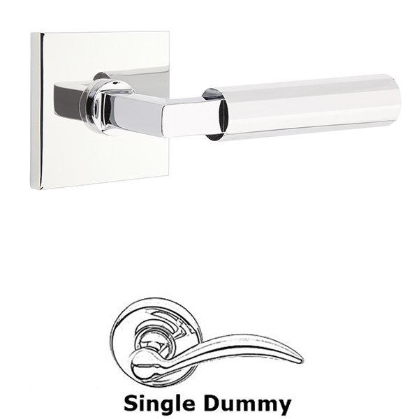 Emtek Single Dummy  Faceted Lever with L-Square Stem and Square Rose in Polished Chrome