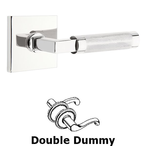 Emtek Double Dummy Knurled Lever with L-Square Stem and Square Rose in Polished Chrome