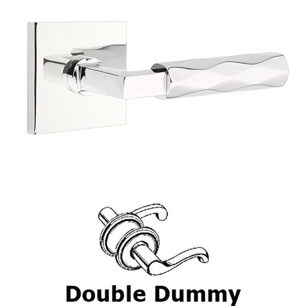Emtek Double Dummy Tribeca Lever with L-Square Stem and Square Rose in Polished Chrome