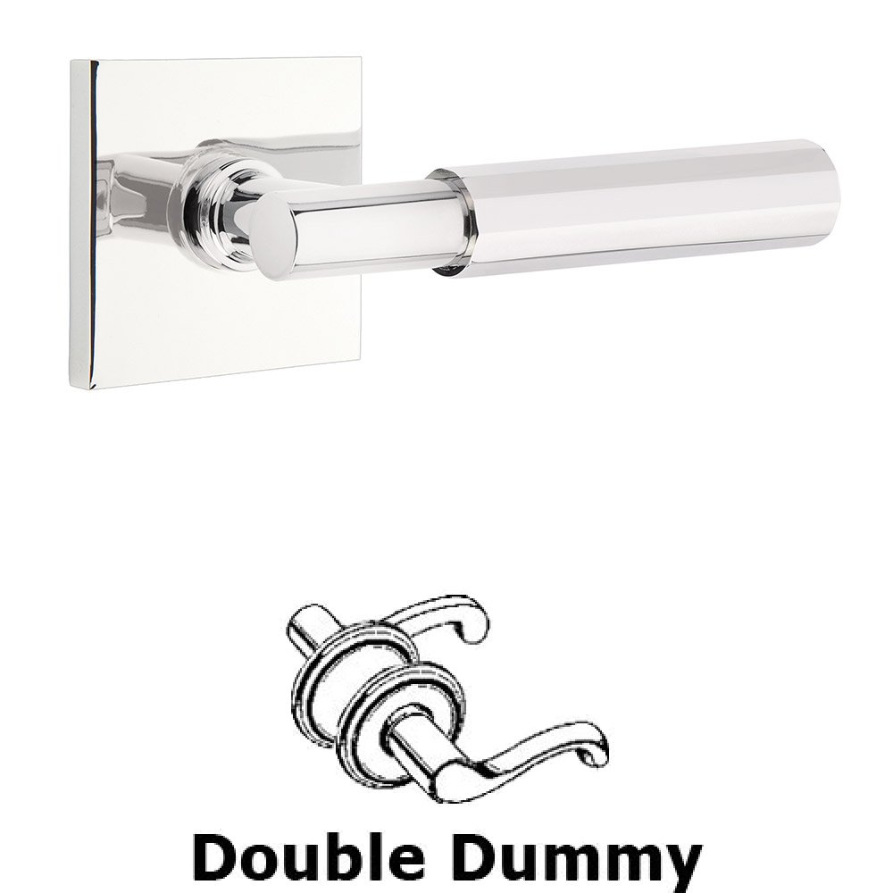 Emtek Double Dummy Faceted Lever with T-Bar Stem and Square Rose in Polished Chrome