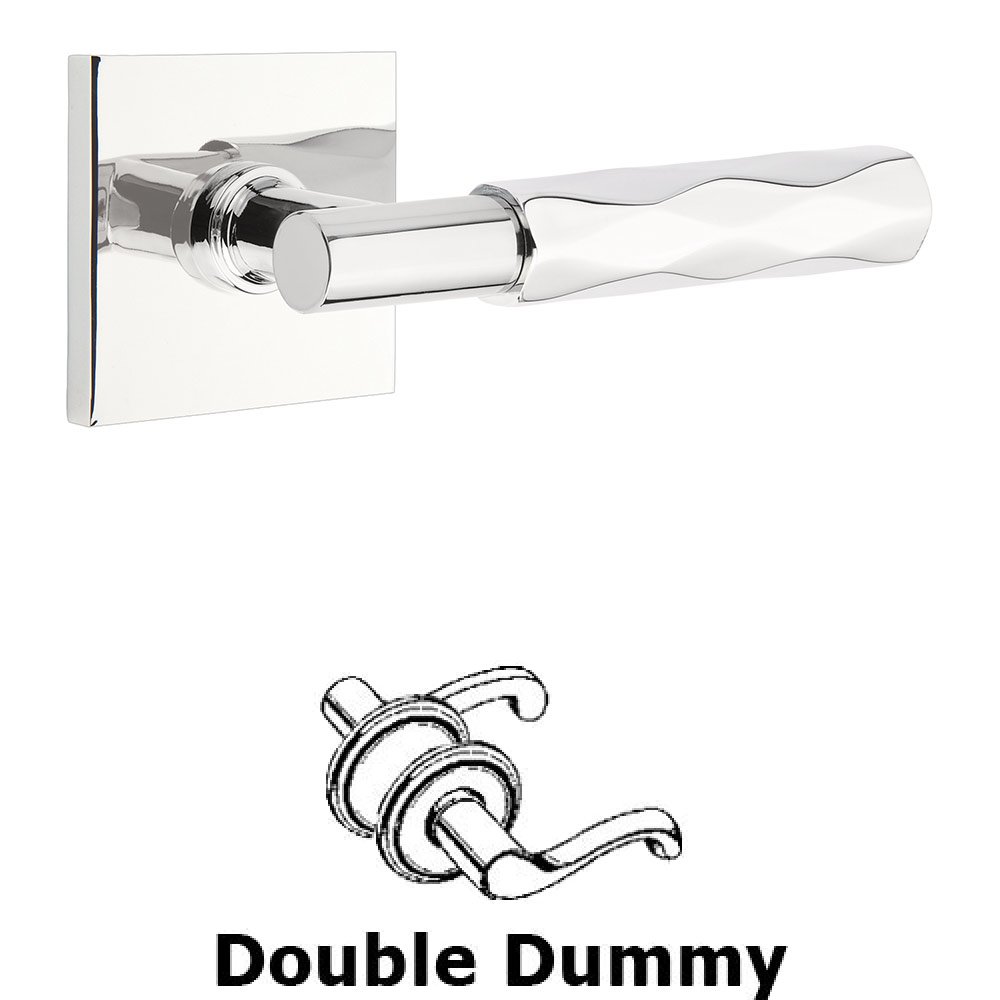 Emtek Double Dummy Tribeca Lever with T-Bar Stem and Square Rose in Polished Chrome