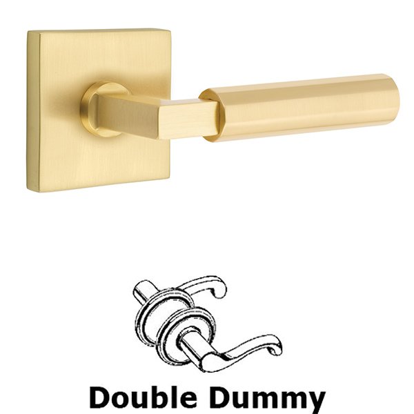 Emtek Double Dummy Faceted Lever with L-Square Stem and Square Rose in Satin Brass