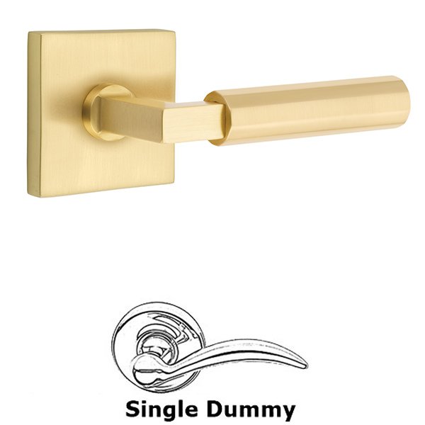 Emtek Single Dummy  Faceted Lever with L-Square Stem and Square Rose in Satin Brass