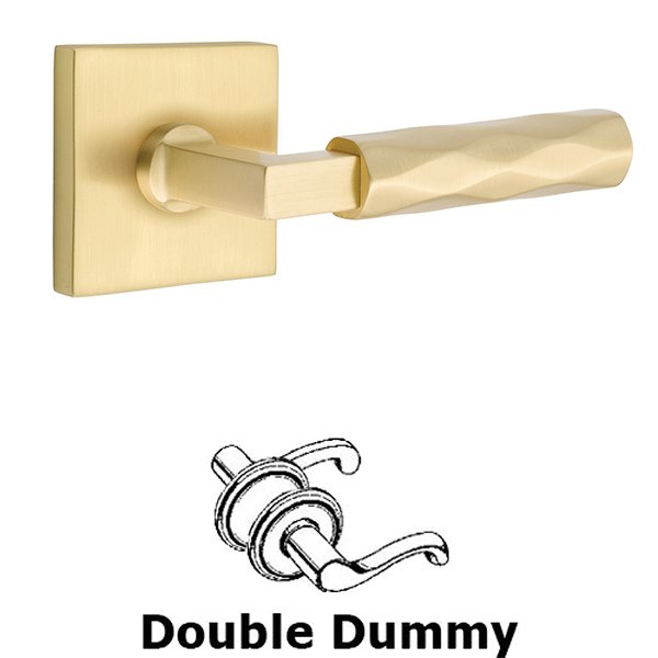 Emtek Double Dummy Tribeca Lever with L-Square Stem and Square Rose in Satin Brass