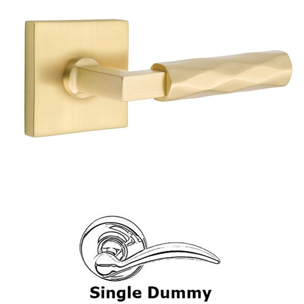Emtek Single Dummy Tribeca Lever with L-Square Stem and Square Rose in Satin Brass