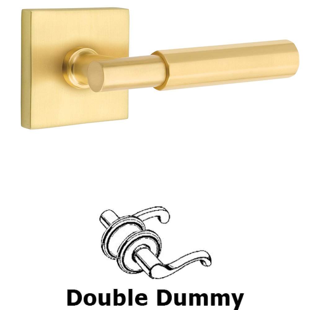 Emtek Double Dummy Faceted Lever with T-Bar Stem and Square Rose in Satin Brass
