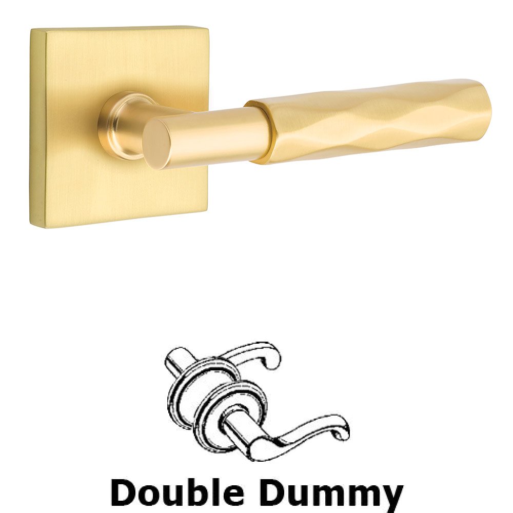 Emtek Double Dummy Tribeca Lever with T-Bar Stem and Square Rose in Satin Brass
