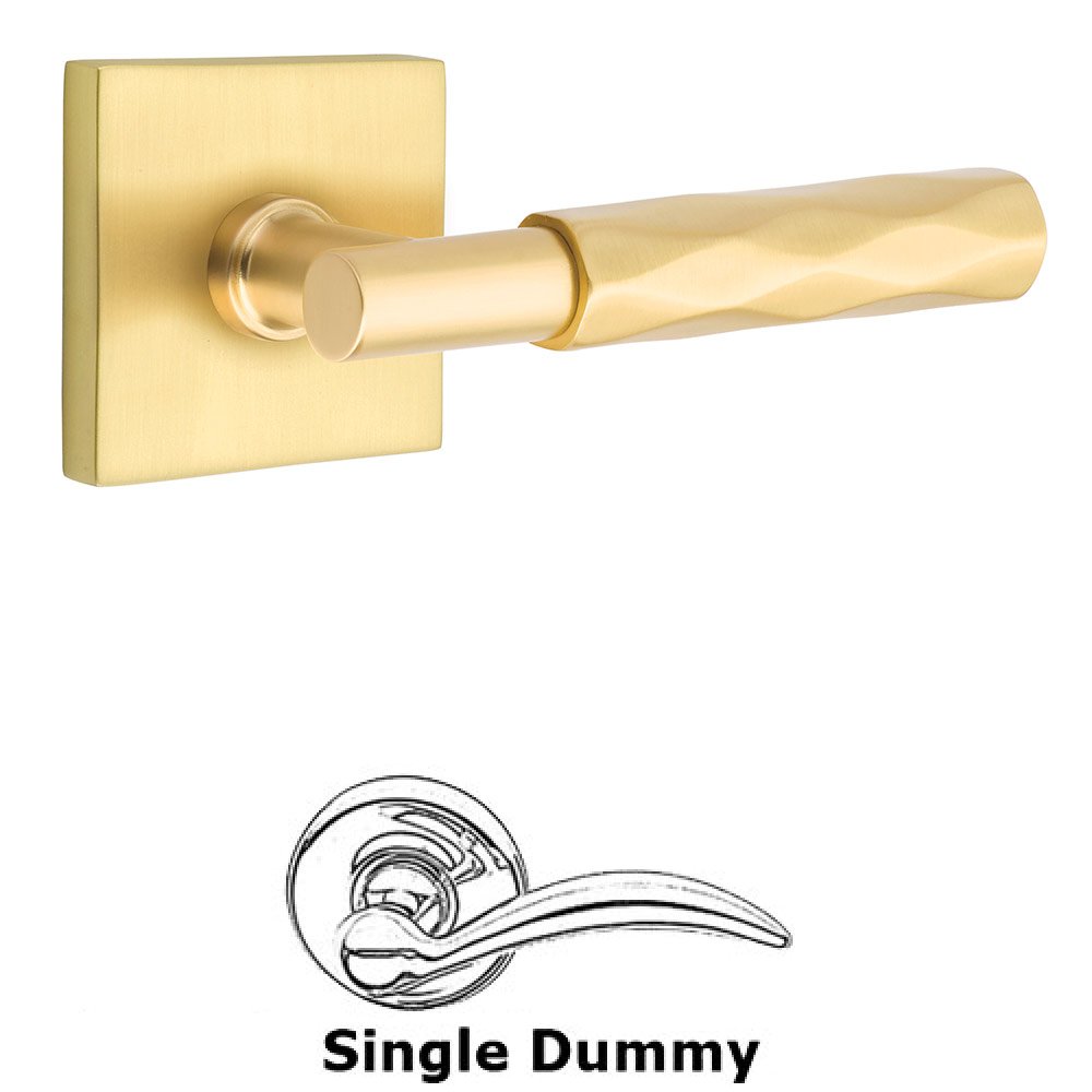 Emtek Single Dummy Tribeca Lever with T-Bar Stem and Square Rose in Satin Brass