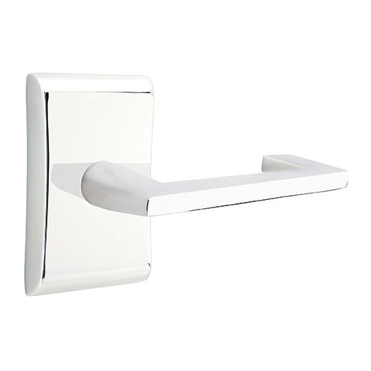 Emtek Single Dummy Right Handed Argos Door Lever With Neos Rose in Polished Chrome