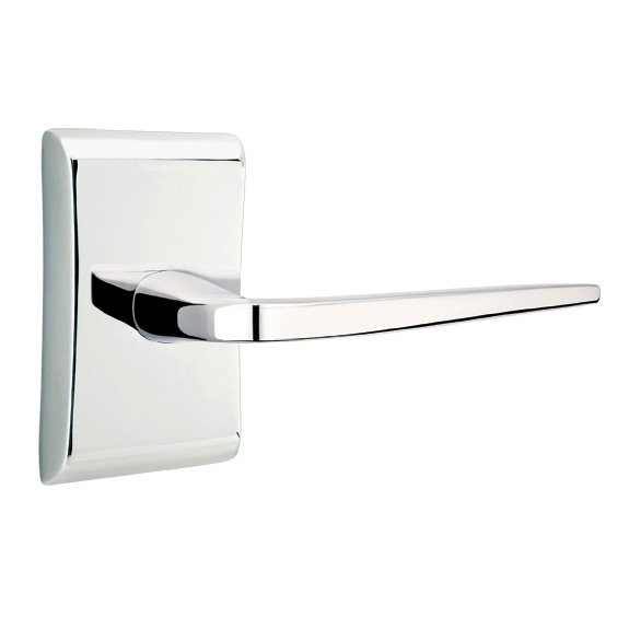 Emtek Single Dummy Right Handed Athena Door Lever With Neos Rose in Polished Chrome