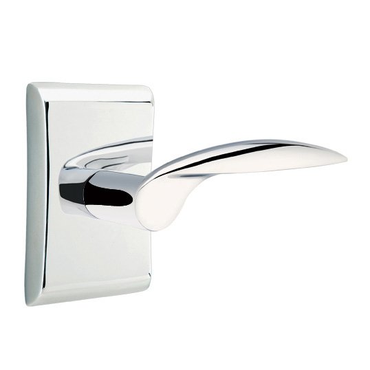 Emtek Single Dummy Right Handed Mercury Door Lever With Neos Rose in Polished Chrome