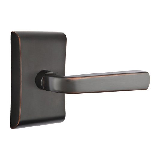 Emtek Single Dummy Right Handed Sion Door Lever With Neos Rose in Oil Rubbed Bronze