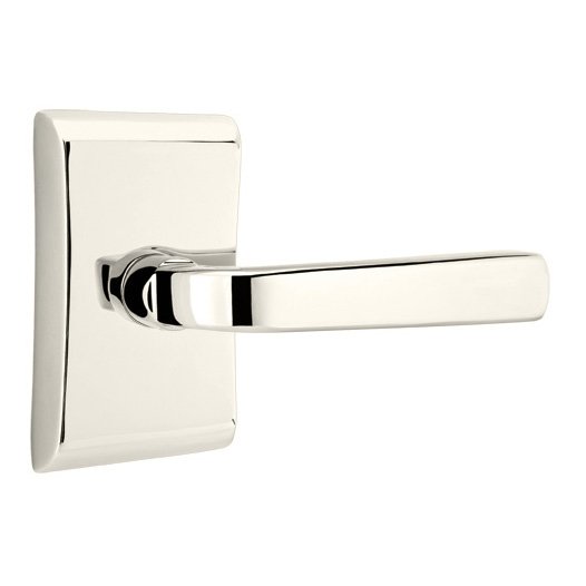 Emtek Single Dummy Right Handed Sion Door Lever With Neos Rose in Polished Nickel