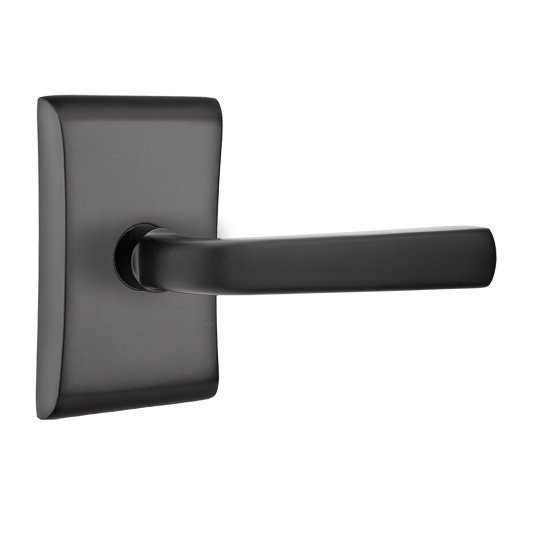 Emtek Single Dummy Right Handed Sion Door Lever With Neos Rose in Flat Black