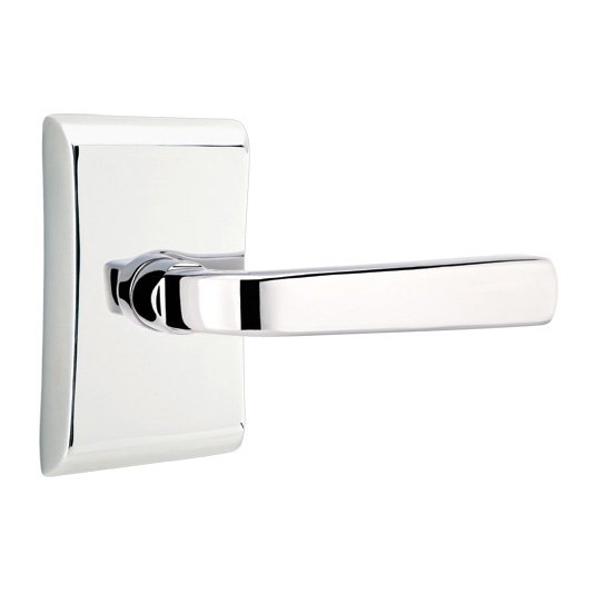 Emtek Single Dummy Right Handed Sion Door Lever With Neos Rose in Polished Chrome
