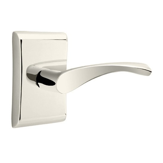 Emtek Single Dummy Right Handed Triton Door Lever With Neos Rose in Polished Nickel