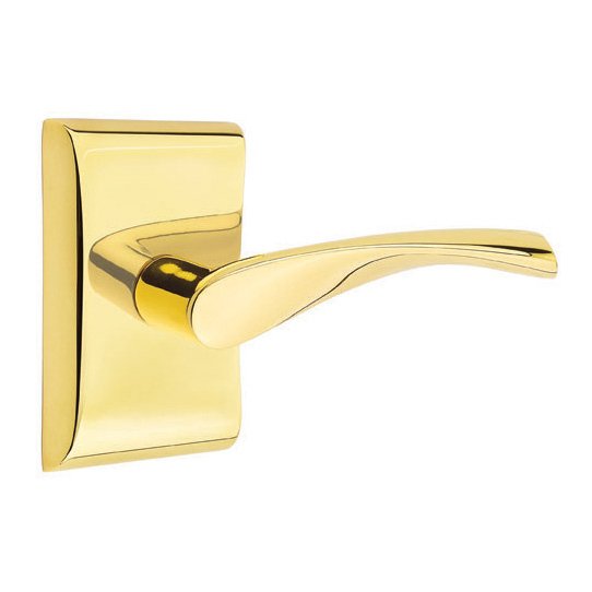 Emtek Single Dummy Right Handed Triton Door Lever With Neos Rose in Unlacquered Brass