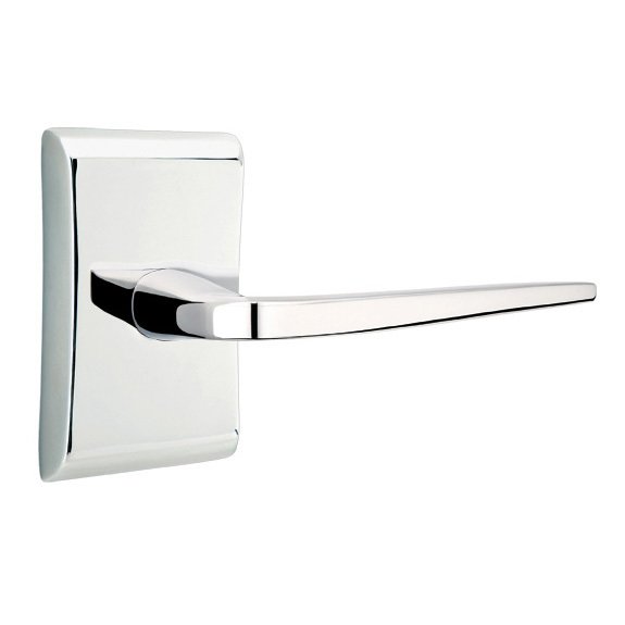 Emtek Double Dummy Athena Door Right Handed Lever With Neos Rose in Polished Chrome