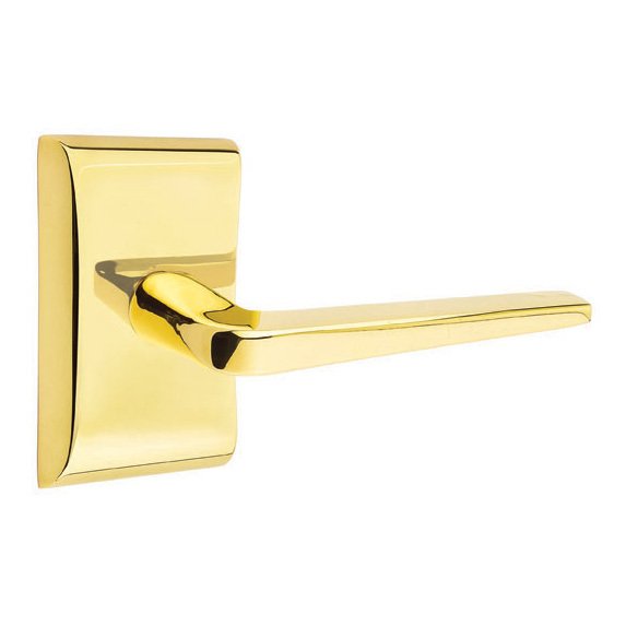 Emtek Double Dummy Athena Door Right Handed Lever With Neos Rose in Unlacquered Brass