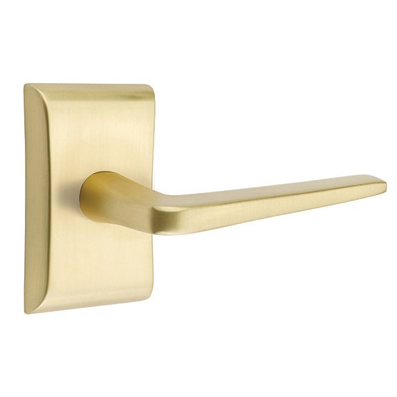 Emtek Double Dummy Athena Door Right Handed Lever With Neos Rose in Satin Brass