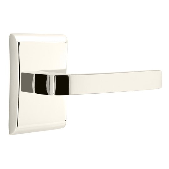 Emtek Double Dummy Breslin Right Handed Lever with Neos Rose in Polished Nickel