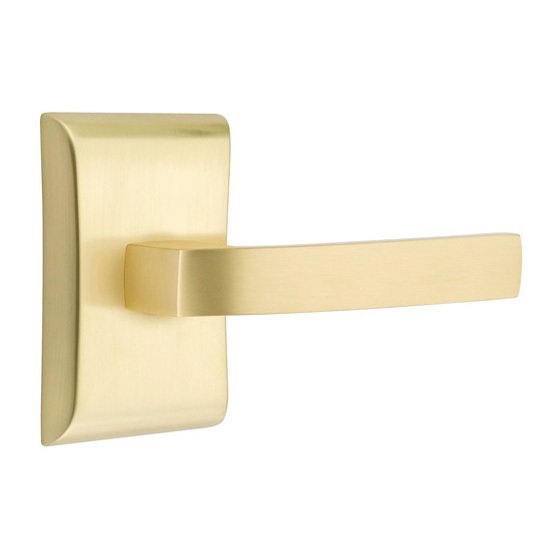 Emtek Double Dummy Breslin Right Handed Lever with Neos Rose in Satin Brass