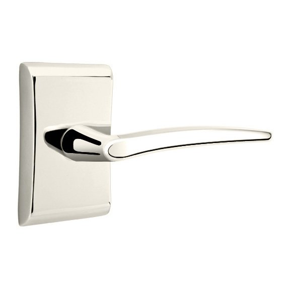 Emtek Double Dummy Poseidon Door Right Handed Lever With Neos Rose in Polished Nickel